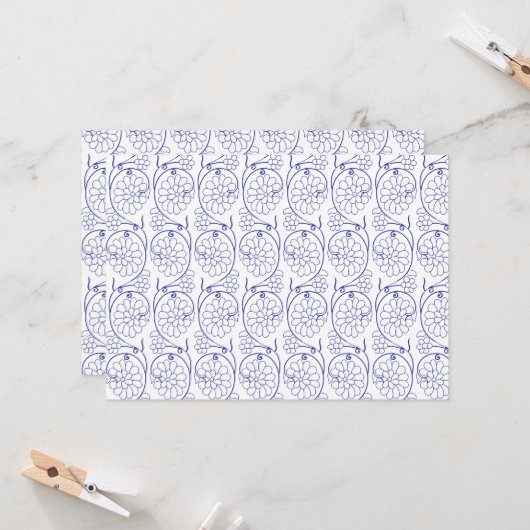 白いラッピング紙と微妙な繰り返しパターン 招待状 (正面/裏面インサイチュ)