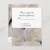 白いラッフル紙花返信カード 出欠カード (正面/裏面)