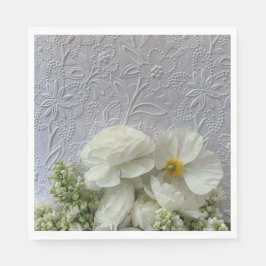 白いラヌンキュラスとライラックと文字宇宙結婚式 スタンダードランチョンナプキン