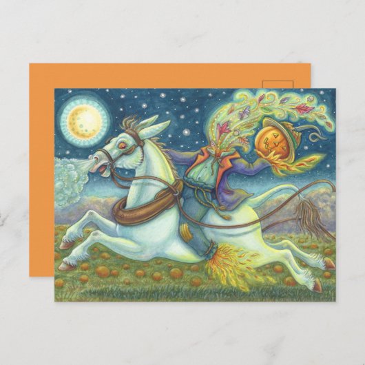 白いラバの頭のない馬乗りかかし シーズンポストカード (正面/裏面)