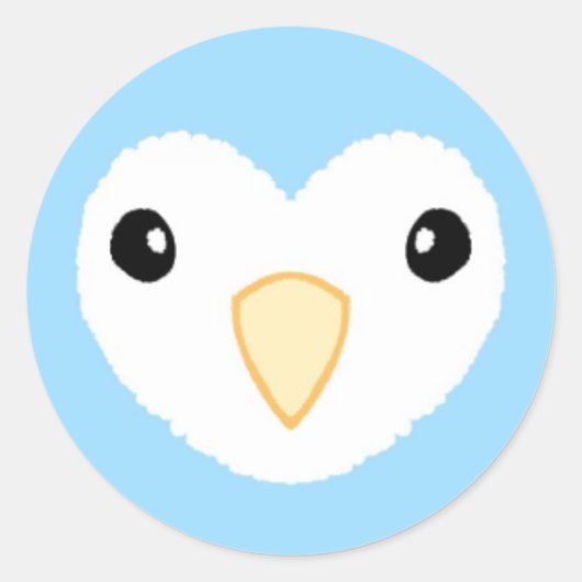 白いラブバードのステッカー ラウンドシール (正面)