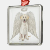 白いラブラドル・レトリーバー犬の身に着けていることのポートレート メタルオーナメント (左)