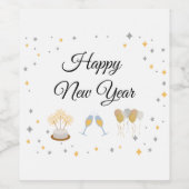 白いラベルに新年おめでとう ワインラベル