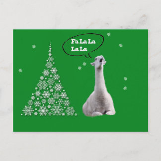 白いラマはクリスマスキャロルを歌います: Fa LaLaLaのラマ僧 シーズンポストカード