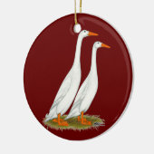 白いランナーのアヒル セラミックオーナメント (左)