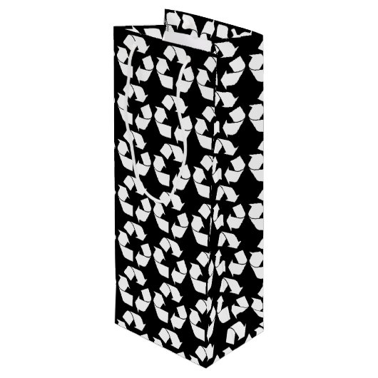 白いリサイクル記号 ワインギフトバッグ (裏面アングル)