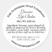 白いリップクリーム錫ラベル ラウンドシール (正面)