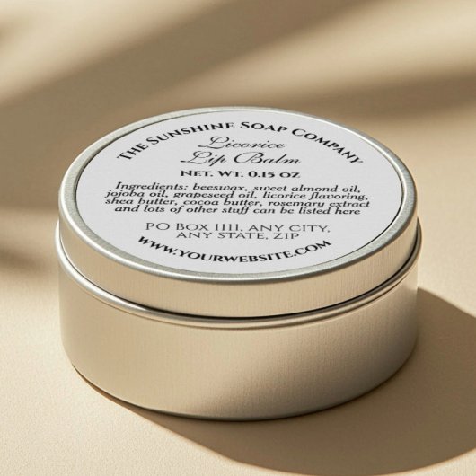 白いリップクリーム錫ラベル ラウンドシール