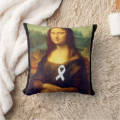 白いリボンのモナリザ クッション (ブランケット)