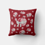 白いリボンの弓で結ばれたロマンチックな赤いハート クッション (裏面)