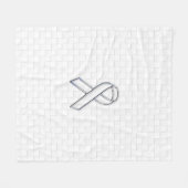 白いリボンの認識度のチェッカーのスタイル フリースブランケット (正面(横))