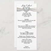 白いリボン銀色のスワンメニューカード メニュー (正面/裏面)