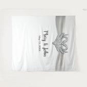 白いリボン シルバースワン 結婚式 背景 タペストリー (正面(横))