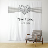 白いリボン シルバースワン 結婚式 背景 タペストリー (インサイチュ)