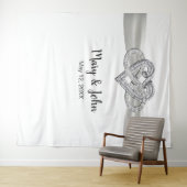 白いリボン∞ハート ウェディングバックドロップ タペストリー (インサイチュ(横))