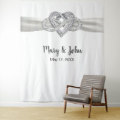 白いリボン∞ハート ウェディングバックドロップ タペストリー (インサイチュ)