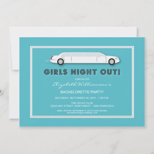 白いリモの独身最後のパーティー招待（水色） 招待状 (正面)