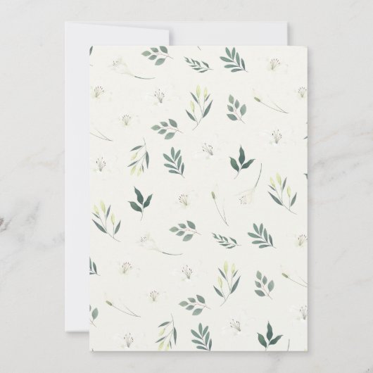 白いリリーフローラの赤ちゃんシャワー 招待状 (裏面)