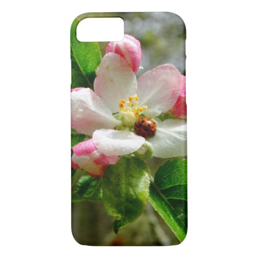 白いリンゴの花の可愛いラディバグ Case-Mate iPhoneケース (裏面)