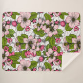 白いリンゴの花 シェルパブランケット (正面(横))