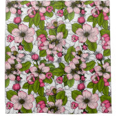 白いリンゴの花 シャワーカーテン (正面)