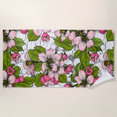 白いリンゴの花 ビーチタオル (正面)