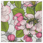 白いリンゴの花 ファブリック (クローズアップ)