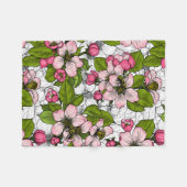 白いリンゴの花 フリースブランケット (正面(横))