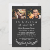 白いリース写真のLoving Memory Announcement 案内状 (正面)