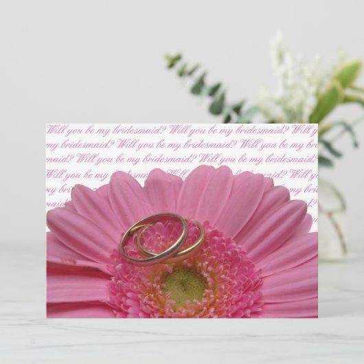 白いルに私の花嫁のメイドのピンクのガーベラを着て 招待状 (スタンド正面)