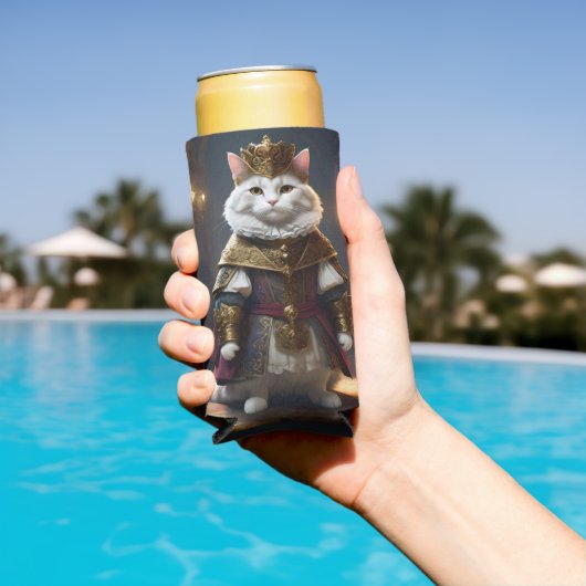 白いルネッサンスの猫 スリム缶クーラー (インサイチュ プール)
