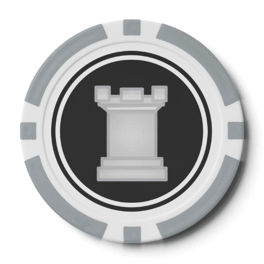 白いルークチェスの駒 ポーカーチップ (正面)