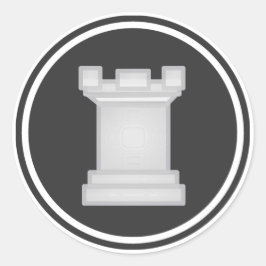 白いルークチェスの駒 ラウンドシール