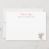 白いレインブーツとピンクの芍薬 フラット ブライダルシャワー サンキューカード (正面)