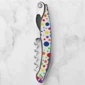 白いレインボースポットコルクスクリュー ソムリエナイフ (正面)