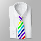 白いレインボータイ(対角線ストライプの) ネクタイ (タイ)