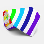 白いレインボータイ(対角線ストライプの) ネクタイ (ロール)