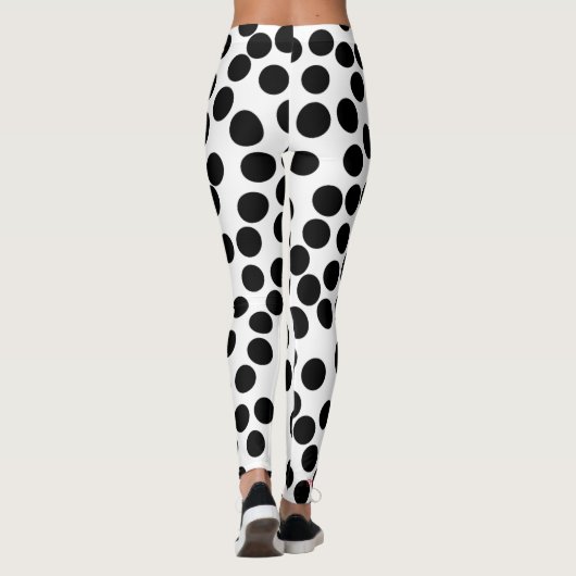 白いレギングの大きく黒い任意水玉模様 レギンス (裏面)