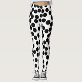 白いレギングの大きく黒い任意水玉模様 レギンス (正面)