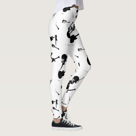 白いレギンスのギターの石の白黒 レギンス (右)