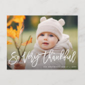 白いレタリング感謝記念撮影 ポストカード (正面)