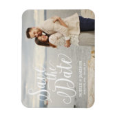 白いレターオーバーレイ |日付マグネットの保存 マグネット (縦)