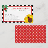 白いレディバグとヒマワリのお母さん通話カード 名刺 (正面/裏面)