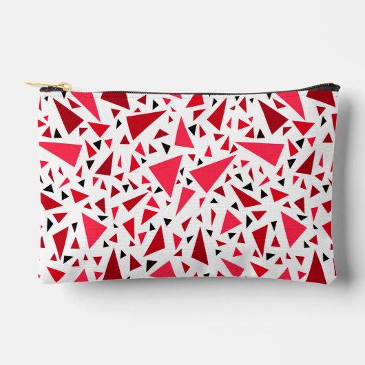 白いレトロな背景に赤い深紅の三角形 アクセサリーポーチ (正面)