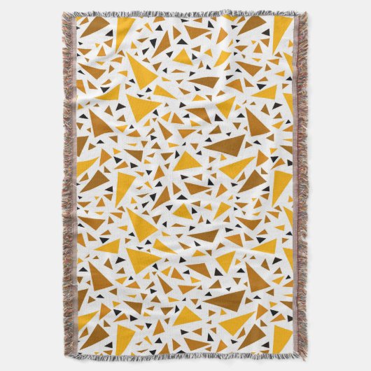 白いレトロ背景に黄色い茶色の三角形 スローブランケット (正面縦)