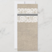 白いレースおよびバーラップの結婚式招待状の垂直 招待状 (裏面)