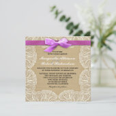 白いレースおよびバーラップの結婚式招待状 招待状 (スタンド正面)