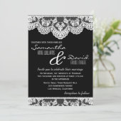 白いレースおよび黒い結婚式招待状 招待状 (スタンド正面)