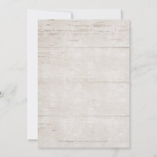 白いレースと木の素朴な田舎の結婚式 招待状 (裏面)