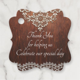 白いレースと素朴な木目調 フェイバータグ